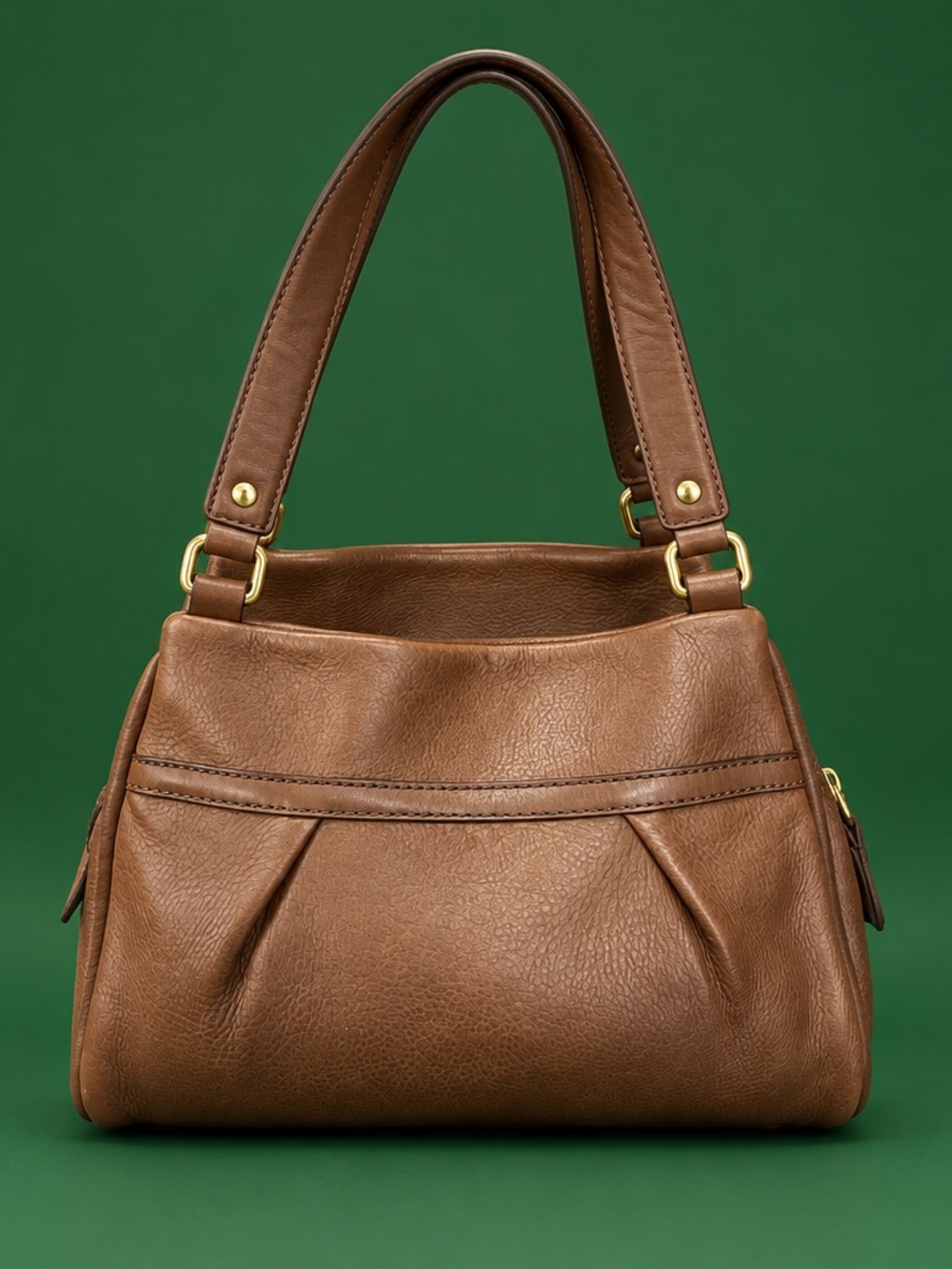UGG Brown Structured Shoulder Bag with Gold Hardware